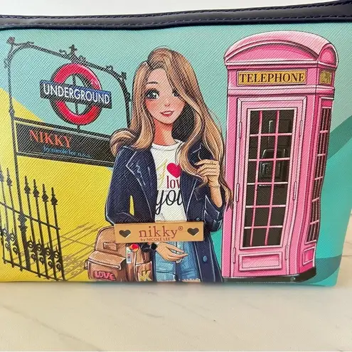 Nicole Lee Nikky By Cosmetic Pouch Bag Miss Your Call Teal