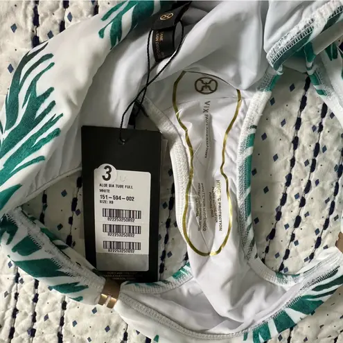 ViX Aloe Print Bia Tube Bikini Bottoms XS White Green Leaf NWT