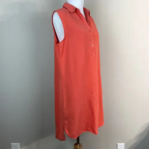 Workshop Republic Clothing Dress Medium Orange Linen Tencel Sleeveless Shift