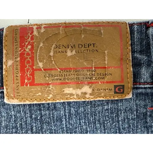 Goddess Trends Womens Maxi Denim Pencil Skirt Red Stitching Size 14 Western Blue