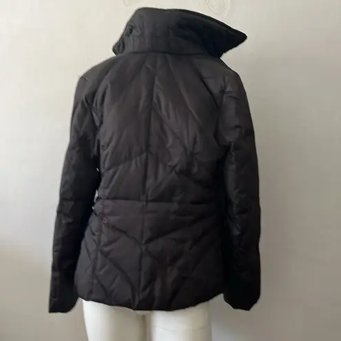 Kenneth Cole Reaction high neck quilted black zippered short down feather