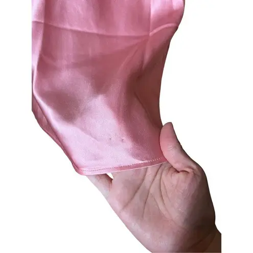 Garnet Hill Tunic 100%Silk Lace Trim Sleeveless V-Neck Pink Top Size 12