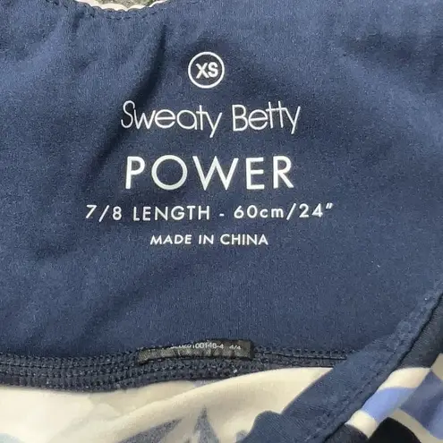 Sweaty Betty Power 7/8 Leggings Yoga Green Paper Leaf Print Size XS (UK 8-10)
