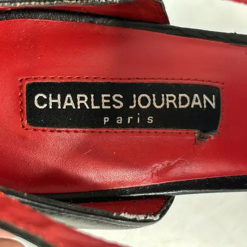 CHARLES JOURDAN Paris Black Petunia Peep Toe D’orsay Sandal Sz 9