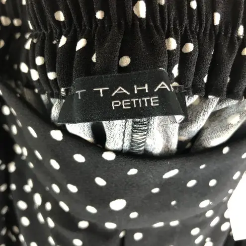 Tahari T Womens Crop Pants Wide Leg Belted Polka Dot Black White PS