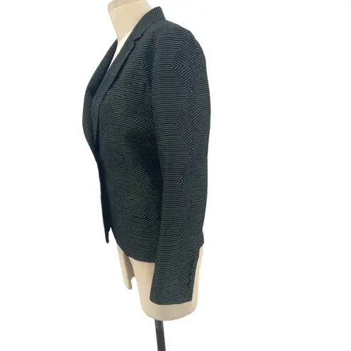 Dries Van Noten Black Geometric Print Woven Blazer Jacket Size 38 US 6