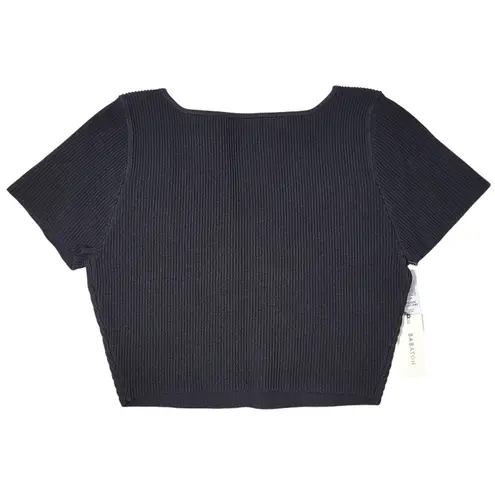 Babaton Adelaide Sculpt Knit Squareneck Crop Top Black L NWT