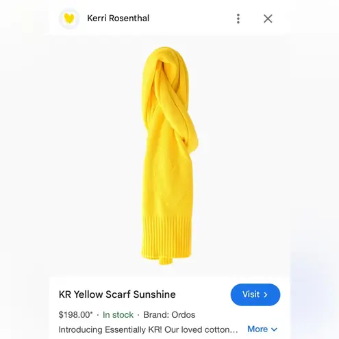 Kerri Rosenthal Sunshine Scarf in Yellow, One Size New w/Tag $198 Yellow
