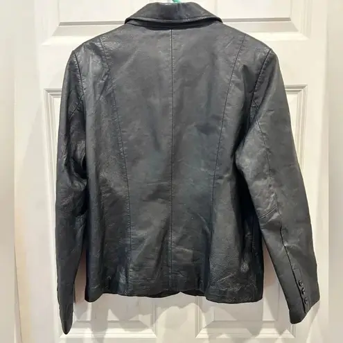 Vintage Uniform John Paul Richard Black Genuine Leather Jacket size 8