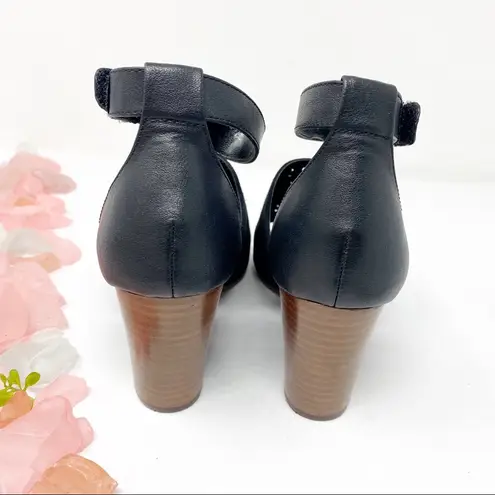 Isola Lesley Leather Peep Toe Sandals Black Sz 7