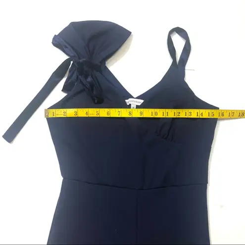 The Vanity Room  Navy Velvet Bow Scuba Jumpsuit