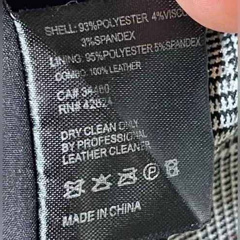 VEDA Smoke Leather Long Sleeve Blazer Jacket Plaid Black & Grey Stripe sz Medium