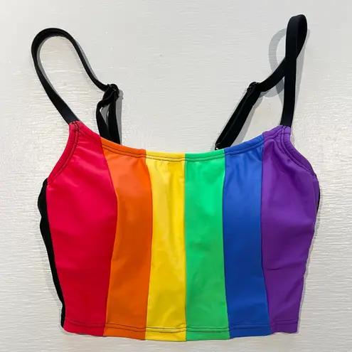 Salt + Cove New Rainbow Stripe Bikini Top Jenna Colorblock Cropped Top Size XS - Image 3