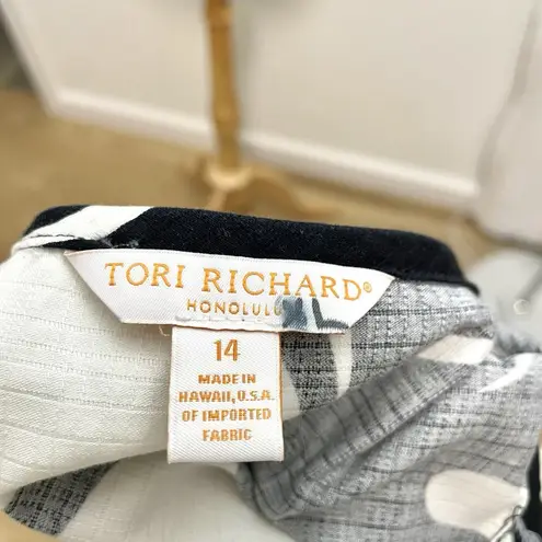 Tori Richard Hawaiian Floral Tropical Sleeveless Mini Dress Black White size 14 - Image 7