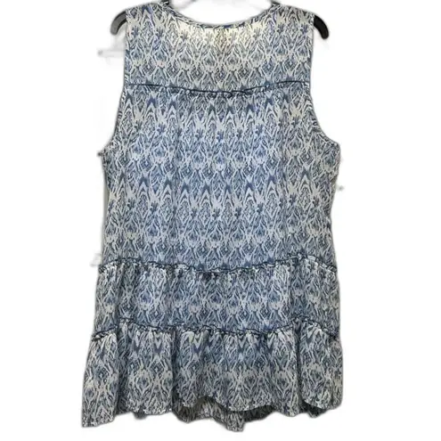 Faded Glory  Blue White Chiffon Ruffle Tank 2-Piece (632)