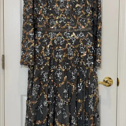 Mac Duggal NWT 5496 Embellished Illusion High Neck Long Sleeve A Line Gown Sz 16