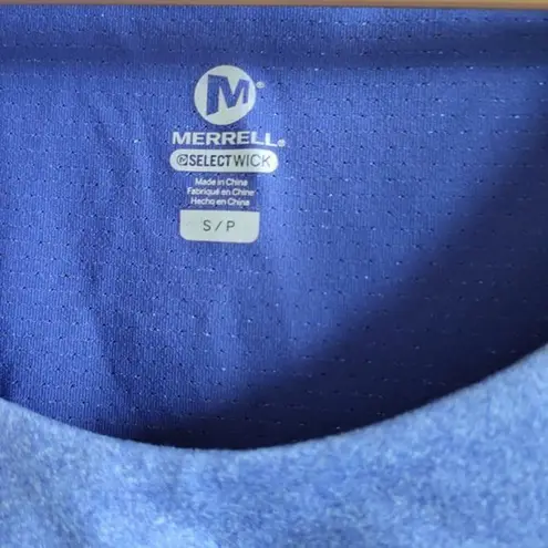 Merrell Long Sleeve Athletic Top Shirt Neon Trim Sleeve Pocket Purple Size Small