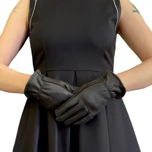 None Deerskin Leather Black Winter Gloves - Size M / 7.5