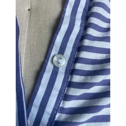 ANINE BING Striped Blue & White Ruffle Frill Blouse Top Size XS X-Small