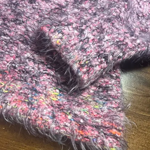 Free People  Stellar Textured Knit Button Neck Collared Sweater Pink Soft Large