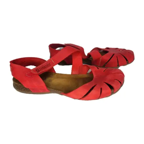 Sabatini Sandals Flat Cross Strap Suede Memory Foam Rosso 4603 EU 40 US 9 Red
