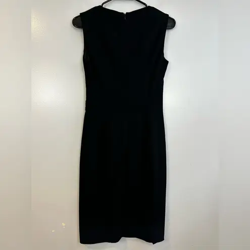 Akris Punto Black Sleeveless Split Neck Sheath Midi Dress Size 4