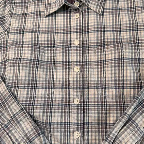 Ridgecut Toughwear Women's Flex Flannel Long Sleeve Shirt Sz Med White Multi Blue - Image 5