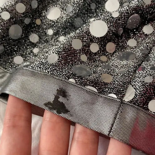 Vintage 1980s 1990s Glitzy Silver Pullover Long Duster Cardigan Disco Top Small