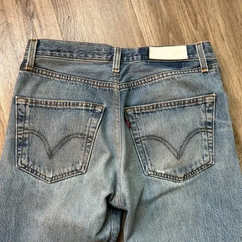 RE/DONE Levi's High Waisted Button Fly Straight Leg Ripped Jeans Size 26