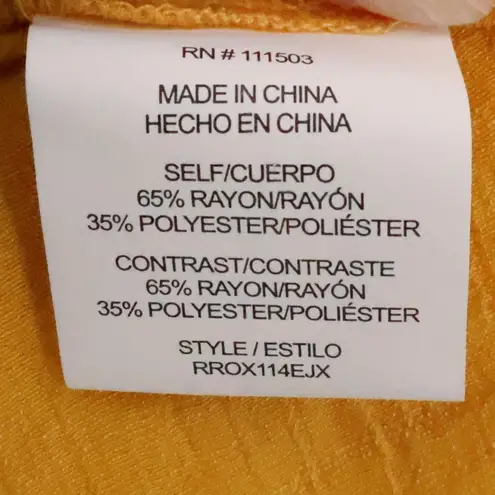 Fig and Flower Anthropologie Mustard Yellow Embroidered Button Top Plus Size 1X