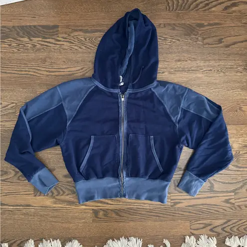 Free People Movement blue two toned drop shoulder oversized soft zip up hoodie
