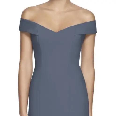 Dessy Collection Off The Shoulder Crossback Trumpet Crepe Gown: Silverstone Grey Gray Size 0