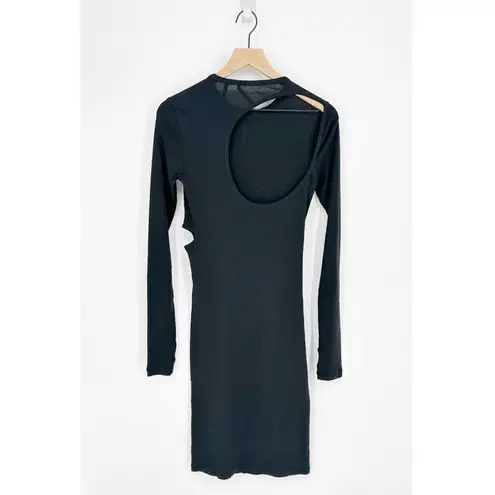 Helmut Lang Back Cutout Long Sleeve Midi Dress Black Women's S Ribbed