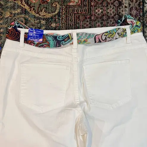 kim rogers NWT Kim Rodgers White Denim Capris with Boho Belt