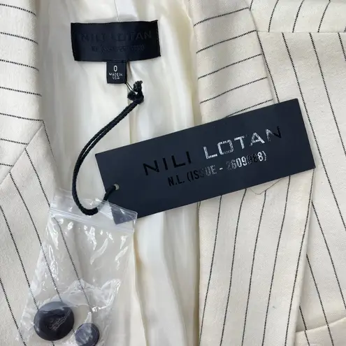 Nili Lotan Don Pinstripe One Button Blazer Jacket Natural Size 0 Black