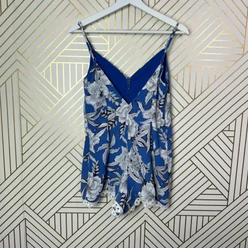 Lovers + Friends ‎ Sapphire Romper Riviera Floral Print Blue Size XS