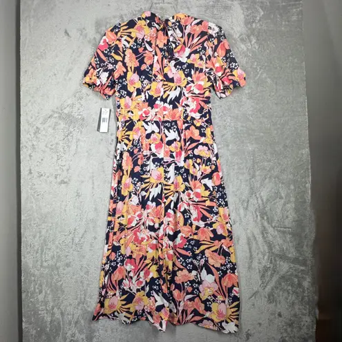 Julia Jordan Dress Floral Midi Career Casual Party Sundress Blue Pink Size 10