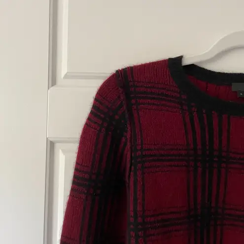 360 Cashmere PALOMA Pullover Sweater OXBLOOD Plaid