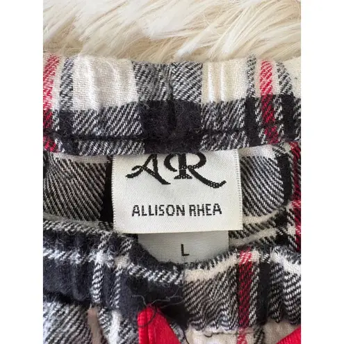 Allison Rhea Plaid Pajama Pants Lounge Sleepwear Heart Patch Womens L Black Size L