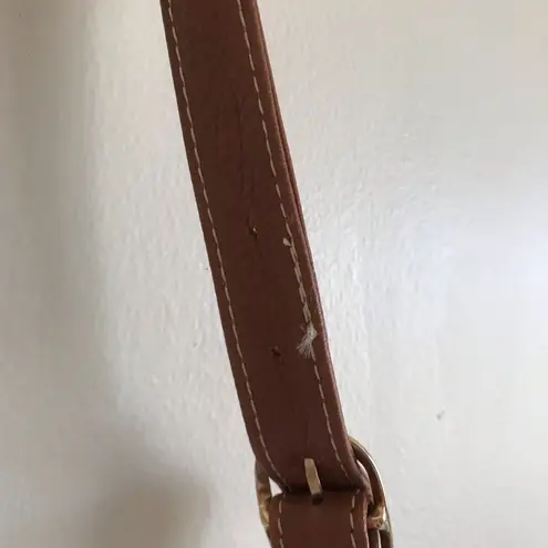 Vintage Leather Animal Print Studded Crossbody Purse Brown