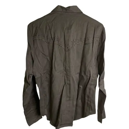 Vintage Scully Womens Western Shirt Medium Brown Pearl Snap Chainstitch Cowgirl