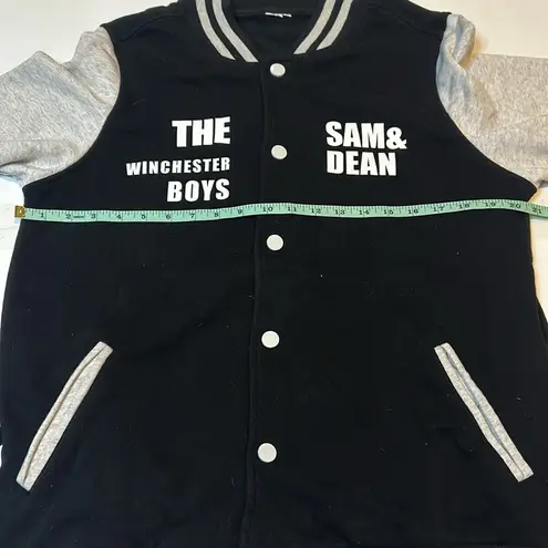 Sam & Dean Supernatural Winchester Boys Varsity Jacket Womens Large Black