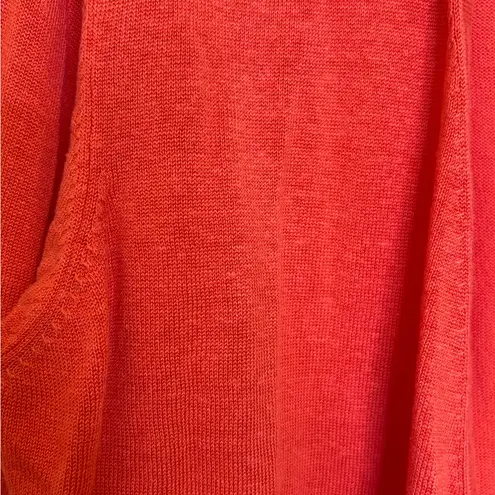 J.Jill Coral Red Linen Blend Open Front Cardigan Lightweight Layering L Size L