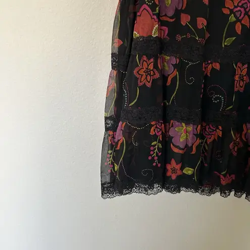 Vintage Spenser Jeremy skirt women's size 12 floral 90s 1990 whimsigoth fairy Black