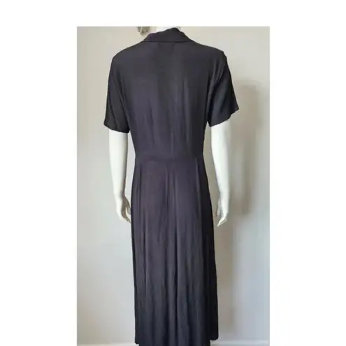 Flax by Jeanne Engelhart Women's Vintage Short Sleeve
Midi Dress Pockets Black L