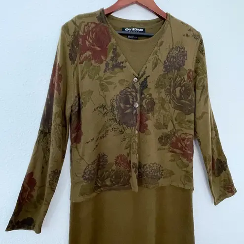 Nina Leonard vintage 80’s built in blazer wool blend knit dress L