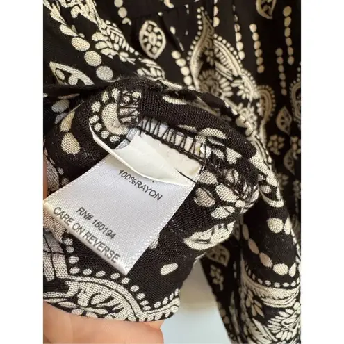 15Fifteen boho black floral paisley womens sz M beachy festival breathable Size M