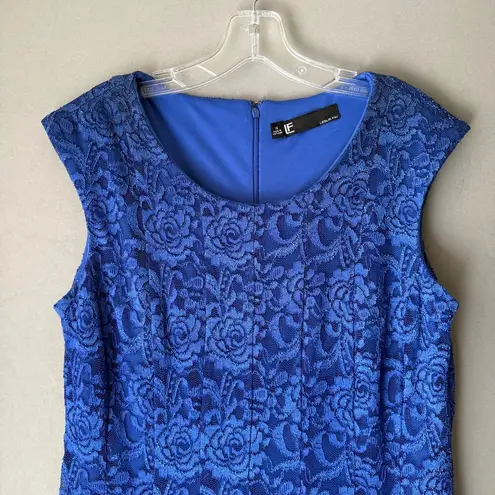 Leslie Fay Sz 14 Blue Lace sleeveless sheath formal Dress NWOT