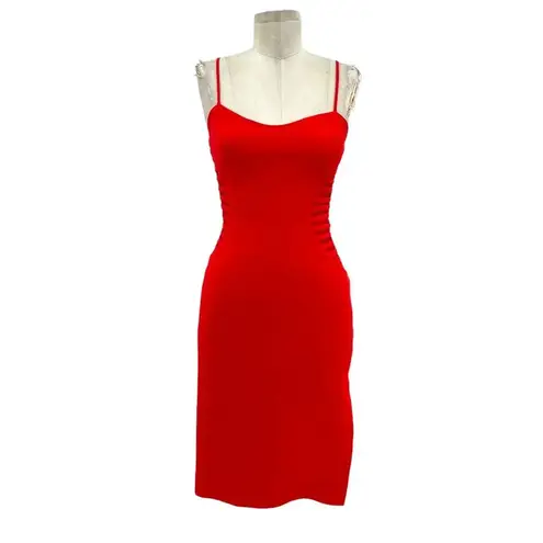 Halston Heritage Sleeveless Crepe Dress With Side Strips In Red Size 0