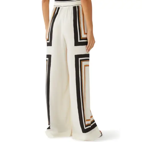 Zimmermann New Cream Black Draw Waist Silk Wide Leg Pants Trousers Size Small 1 - Image 4